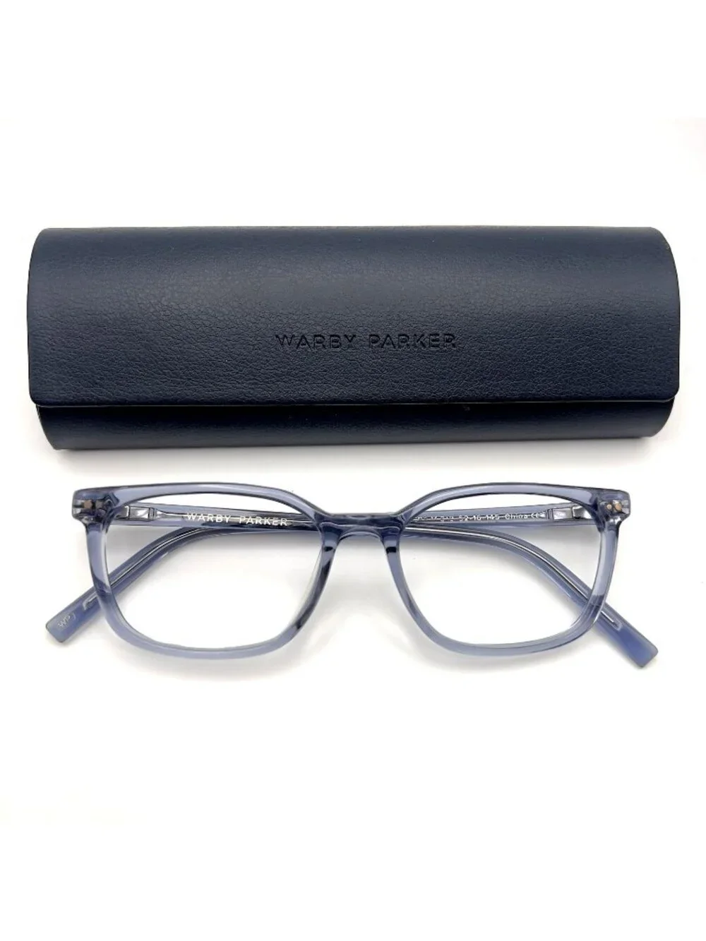 Warby Parker Weathers M 318 Eyeglass Frame Wayfarer Clear Blue Crystal 52-16-145